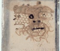 Victor Hugo, Lace and Spectres, c. 1855-56, Pen and brown ink wash, charcoal and lace imprint on paper, 7.2 x 6.1 cm. Maisons de Victor Hugo, Paris / Guernsey. Photo: CCØ Paris Musées / Maison de Victor Hugo