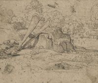 Annibale Carracci, A landscape with a lobster, c.1590