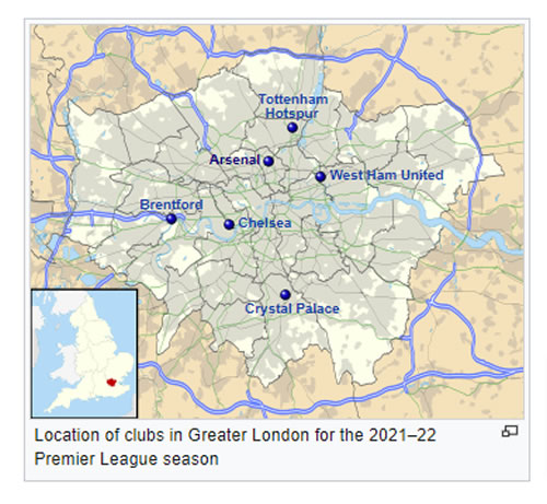 Mappa delle squadre di Londra