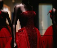 Dettaglio di creazioni Schiapparelli esposte al Victoria and Albert Museum