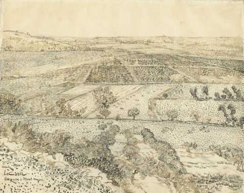 Vincent van Gogh, La Crau Seen from Montmajour, 1888. Pencil, pen and reed pen and ink, on paper, 49 x 61 cm. Van Gogh Museum, Amsterdam (Vincent van Gogh Foundation)