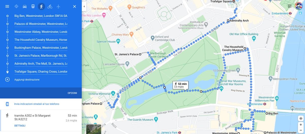 Itinerario Westminster Londra