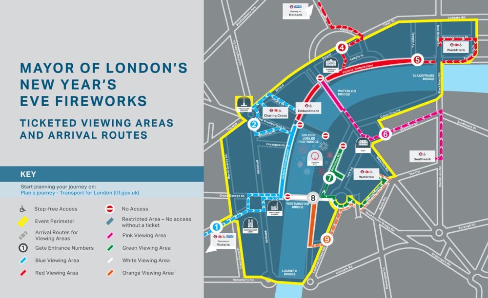 Mappa accessi Capodanno Tamigi