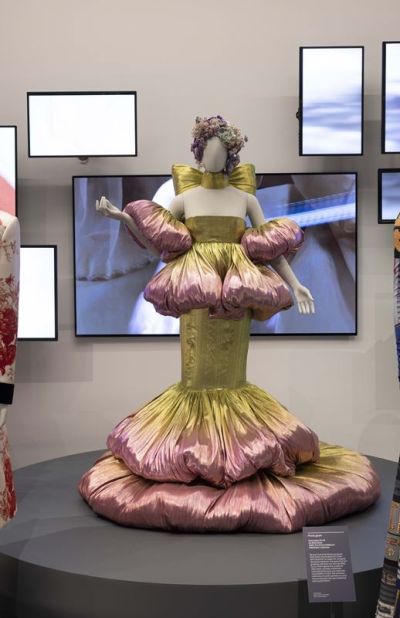 Installation image featuring Miss Sohee Peony Dress, at Hallyu! The Korean Wave at the V&A Ⓒ Victoria and Albert Museum, London (12)