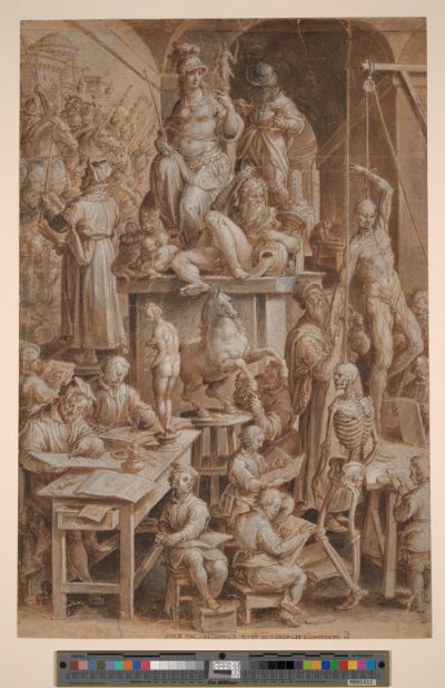 Design for the print 'The Practice of the Visual Arts', Jan van der Straet, 1573