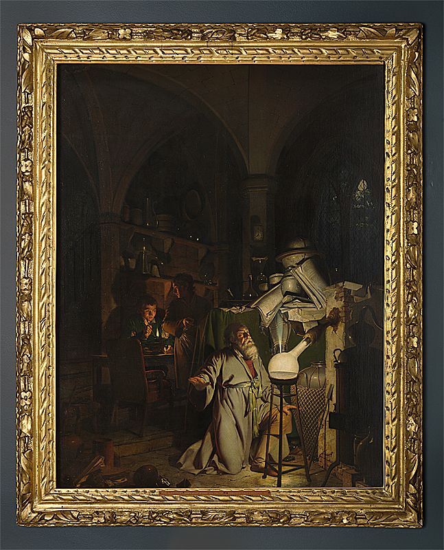 Joseph Wright of Derby: The Alchymist, in Search of the Philosophers Stone, Discovers Phosphorus, and prays for the successful Conclusion of his operation as was the custom of the Ancient Chymical Astrologers, 1795
