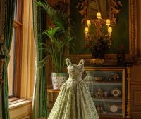 Evening gown, Norman Hartnell,
1957. Worn for a state banquet given for
President Eisenhower at the British
Embassy in Washington, D.C.