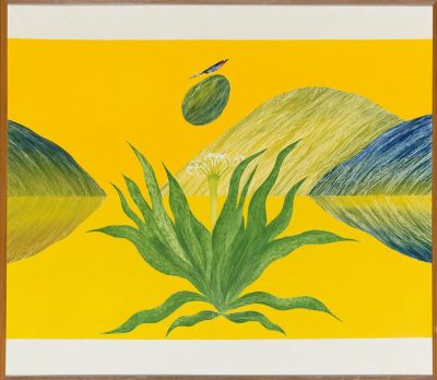 Jagdish Swaminathan, Untitled (Lily by my Window), circa early 1970s. Oil on canvas, 106.7 x 
121.9 cm. Private collection, Switzerland. Photograph Courtesy of Sotheby’s, Inc. © 2025. © J. 
Swaminathan Foundation