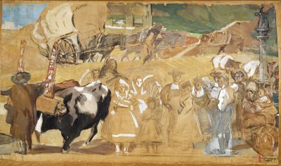 Key 251: Joaquín Sorolla y Bastida, The Provinces of Spain: Castile (sketch), 1912-13 Gouache on kraft paper, 107 x 771 cm On loan from The Hispanic Society of America, New York, NY