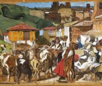 Key 249: Joaquín Sorolla y Bastida, The Provinces of Spain: Castile (sketch), 1912-13 Gouache on kraft paper, 107 x 771 cm On loan from The Hispanic Society of America, New York, NY