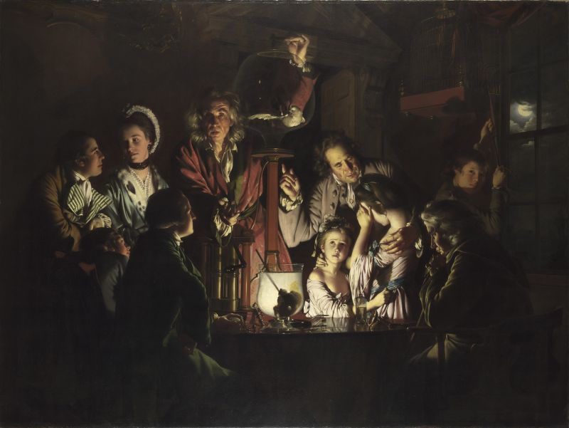 Mostra Wright of Derby Londra: riproduzione di An Experiment on a Bird in the Air Pump, 1768. Oil on canvas