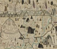 Key 219: Map of Tequaltiche, Teocaltiche, Jalisco, Mexico, 1584 Watercolour and ink on paper, 86.3 x 124.5 cm On loan from The Hispanic Society of America, New York, NY