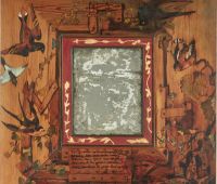 Victor Hugo, Mirror with Birds, 1870. Hand-painted and inscribed wooden frame, oil paint, varnish, 70 x 65 cm. Maisons de Victor Hugo, Paris / Guernsey. Photo: CCØ Paris Musées / Maisons de Victor Hugo